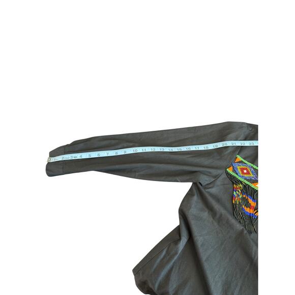 Lew‎ Magram Blouse VTG Women's Western Rodeo Beaded Heritage Native Button Up 8 - Picture 13 of 16